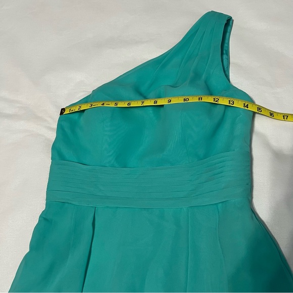 Azazie Aqua One Shoulder Maxi Dress Size C - Custome - Picture 5 of 14